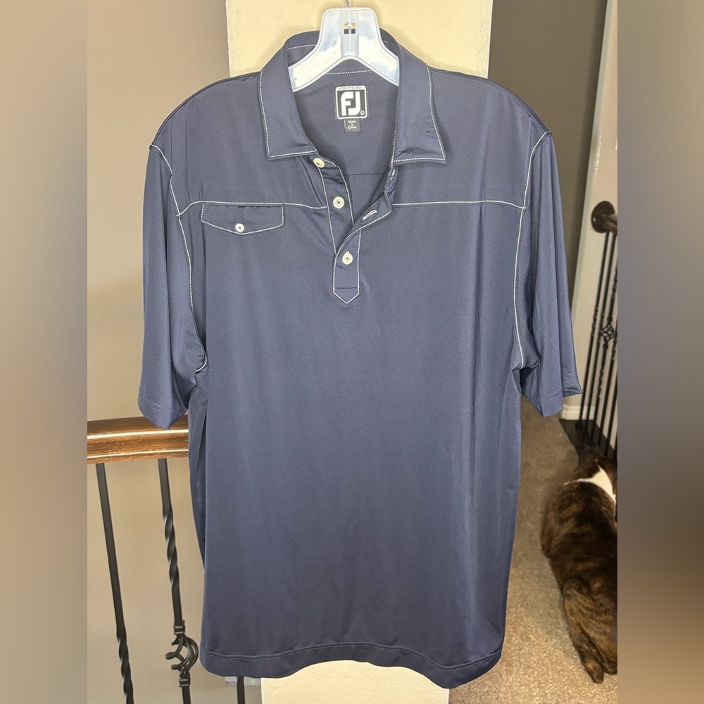 FootJoy Athletic Fit Navy Polo with White Seams